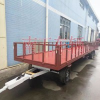 7噸平板拖車牽引工具拖車 帶護(hù)欄減震剎車功能拖車